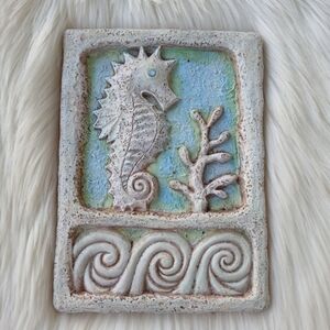 Seahorse Wall Hanging Plaque Bathroom Decor Decoration Ocean Marine Seaweed